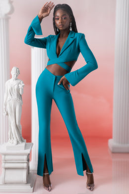 Flare Trousers in Teal