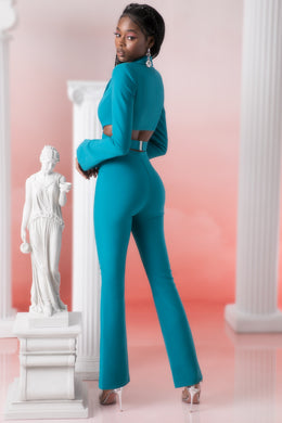 Flare Trousers in Teal