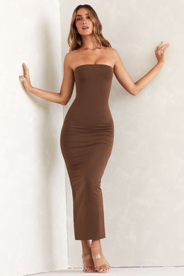 Bandeau Maxi Dress in Brown