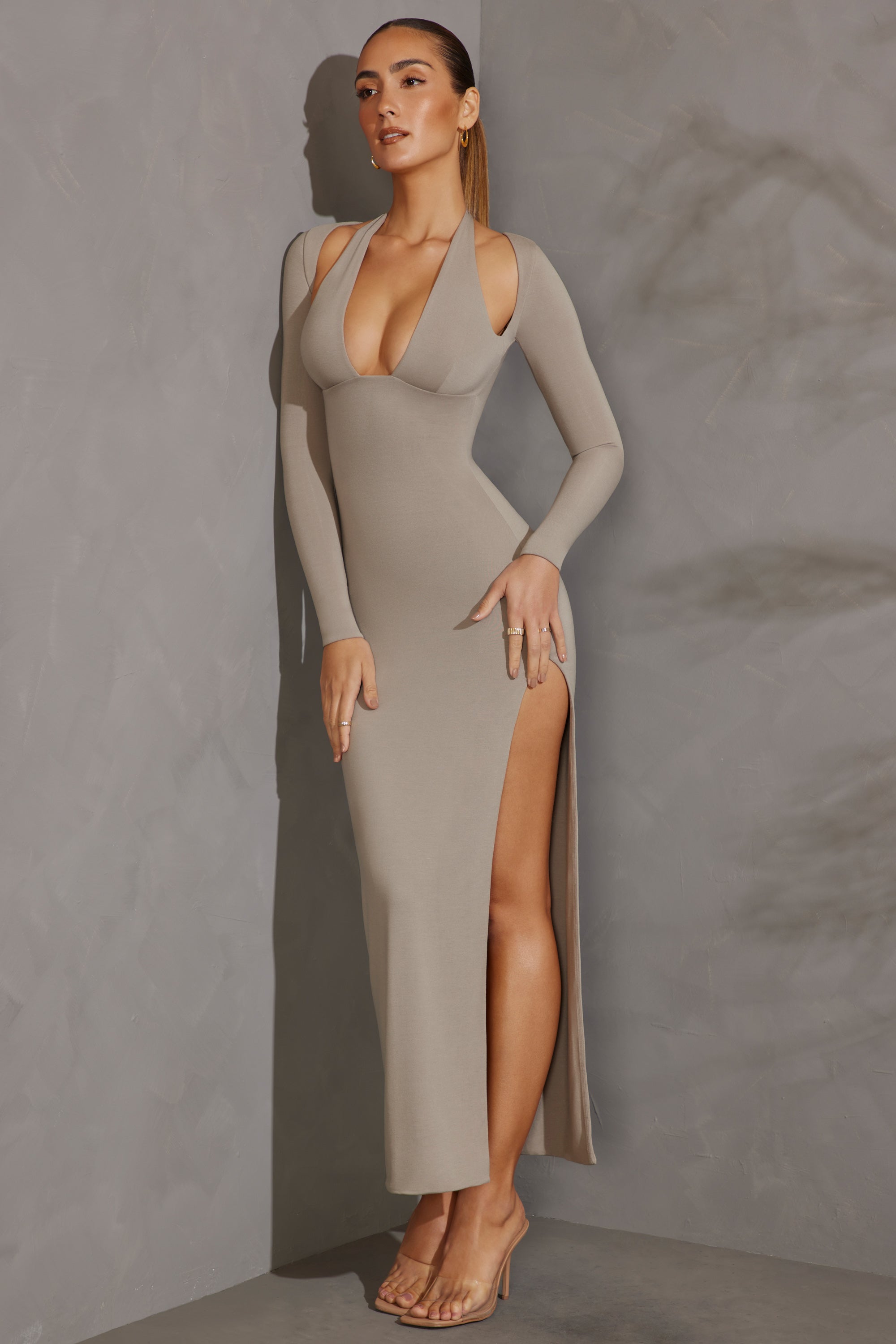 Grey hotsell plunge dress