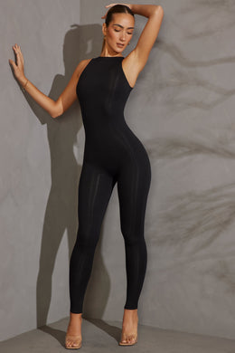 Tall Racer Neck Jumpsuit in Black