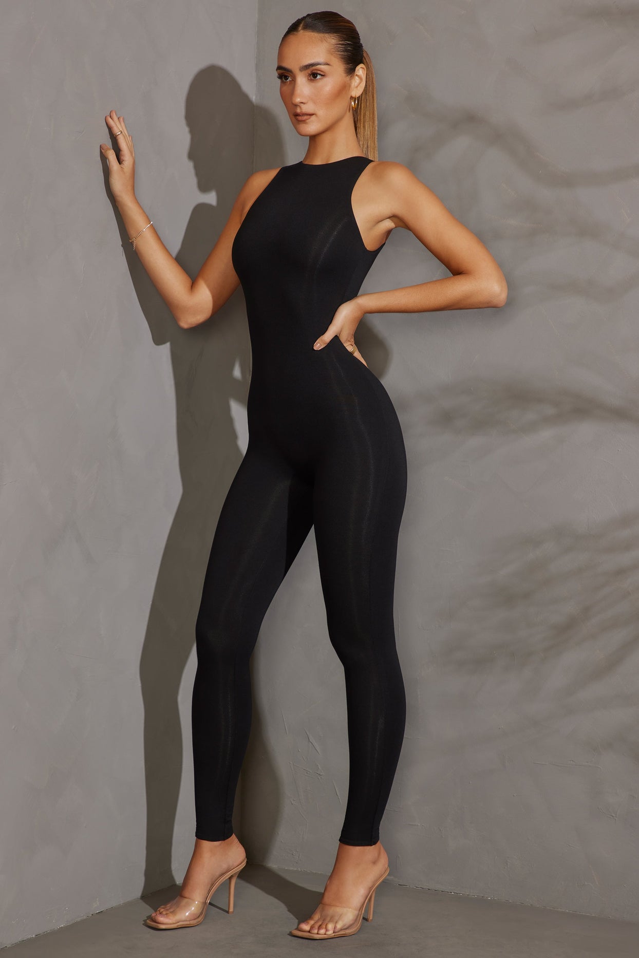 Tall Racer Neck Jumpsuit in Black