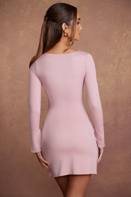 Long Sleeve Asymmetric Mini Dress in Mauve