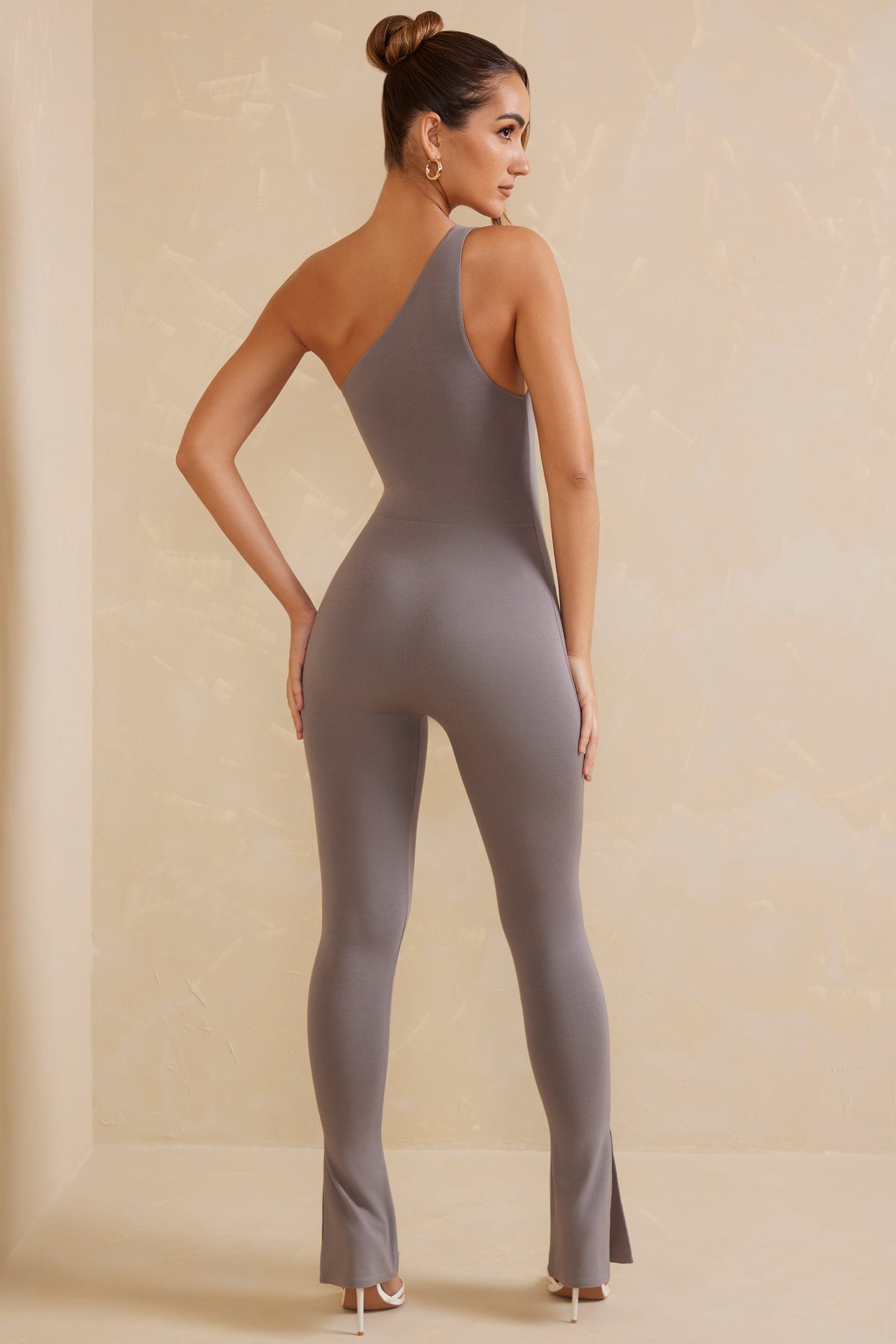 Single Strap Asymmetric Jumpsuit in Grey