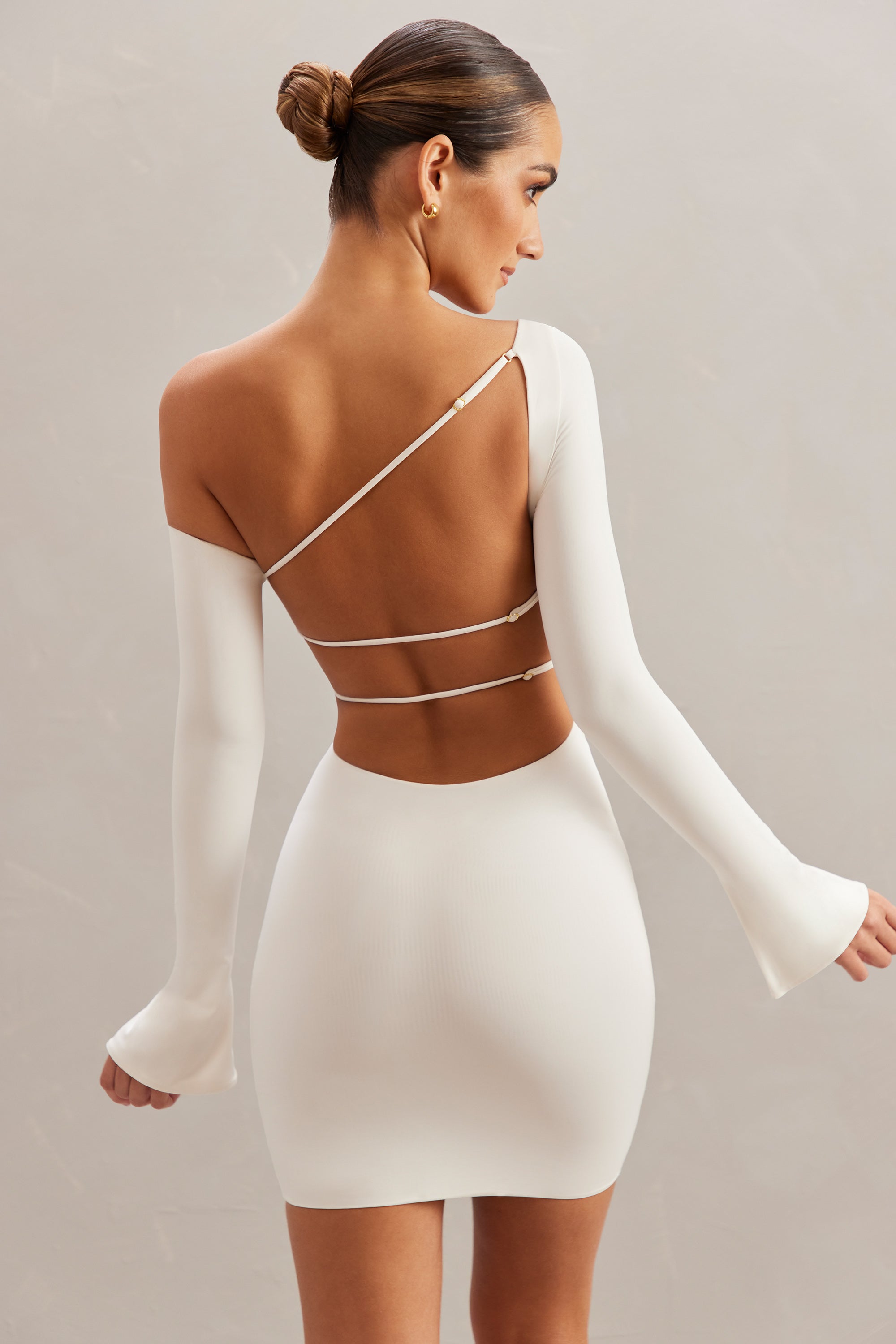 Play on curves ivory backless clearance dress