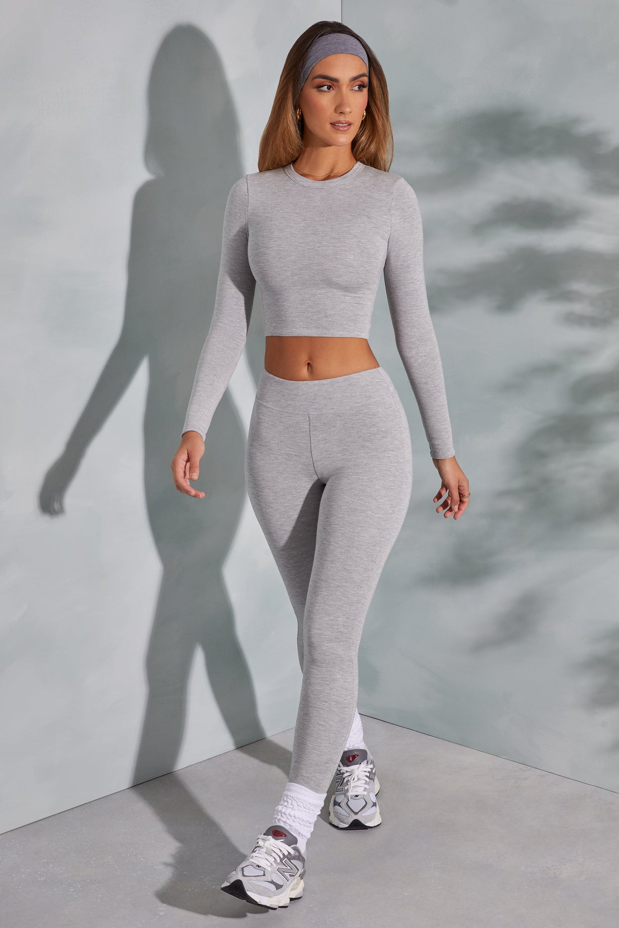 Charley' Grey Ribbed Long Sleeve Crop Top And Legging Co Ord Set –  UrbanPeaches