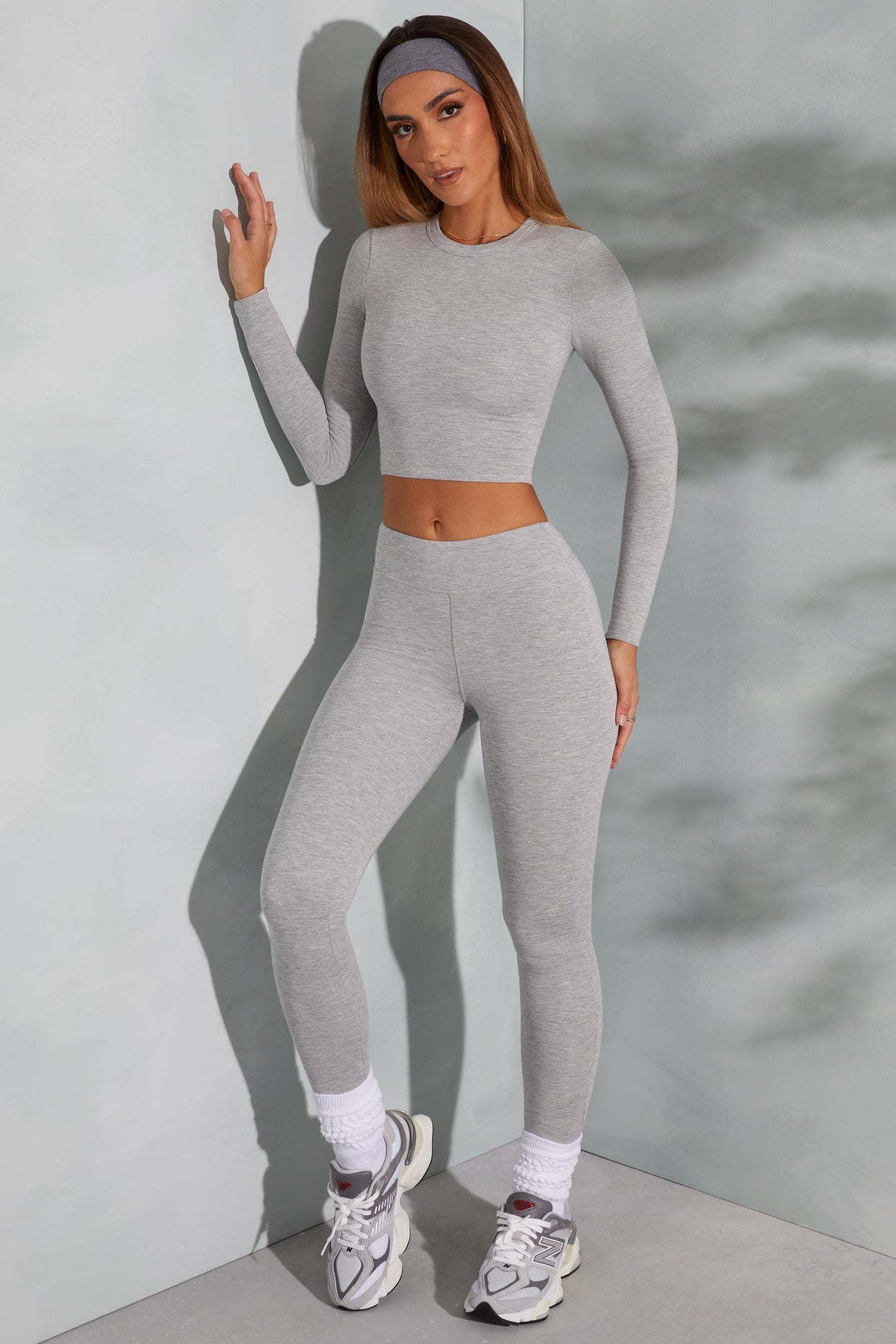 Charley' Grey Ribbed Long Sleeve Crop Top And Legging Co Ord Set –  UrbanPeaches