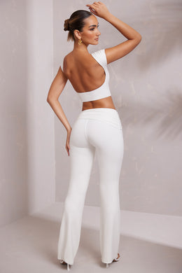 Petite Mid Rise Straight Leg Trousers in White
