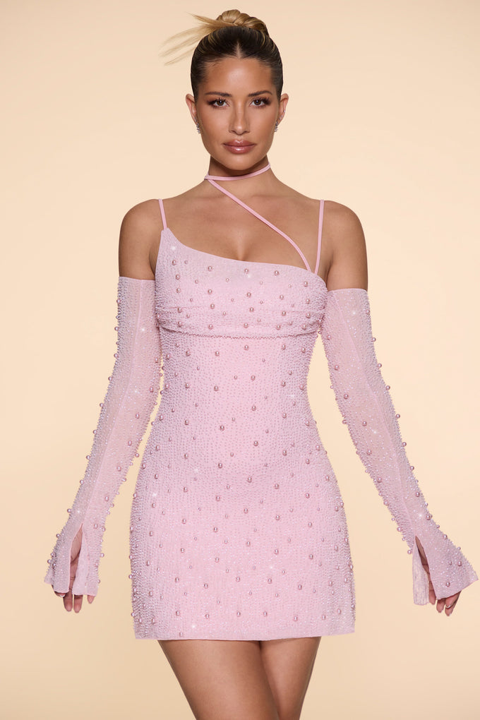 Yolanthe Asymmetric Midaxi Dress in Dusty Pink