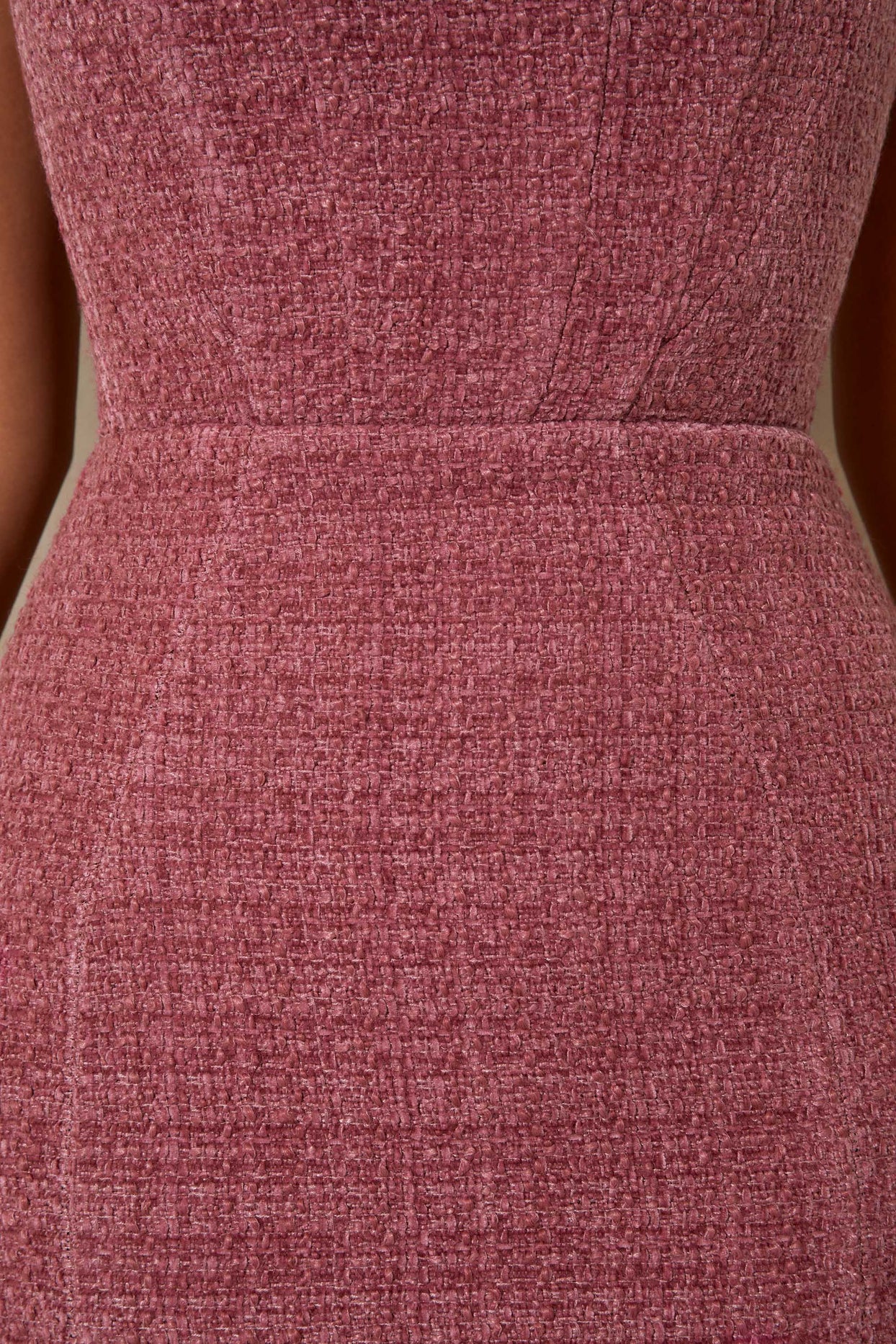 Tweed Square Neck Corset Mini Dress in Rose
