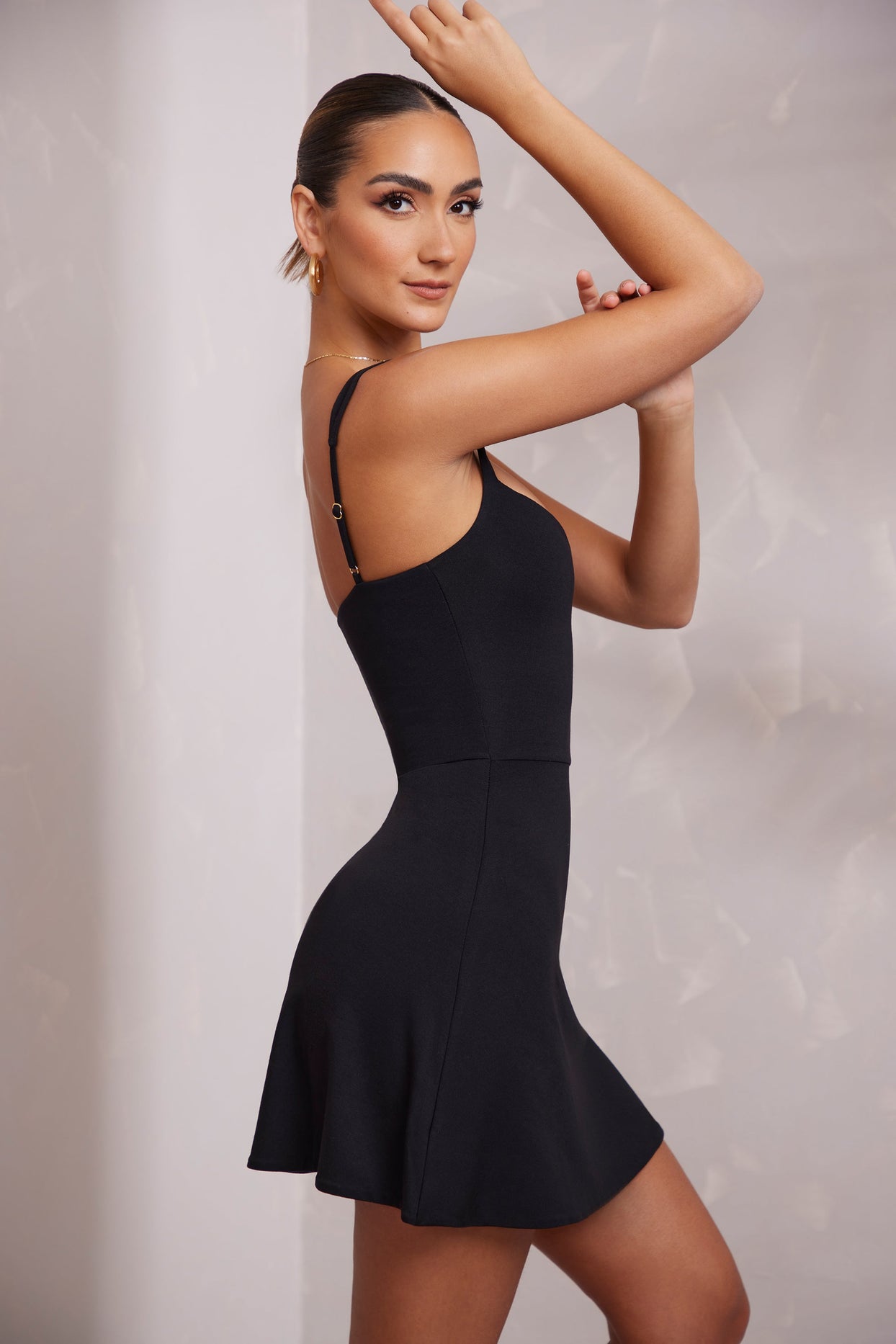 Jolie Sweetheart Neckline Mini Dress in Black