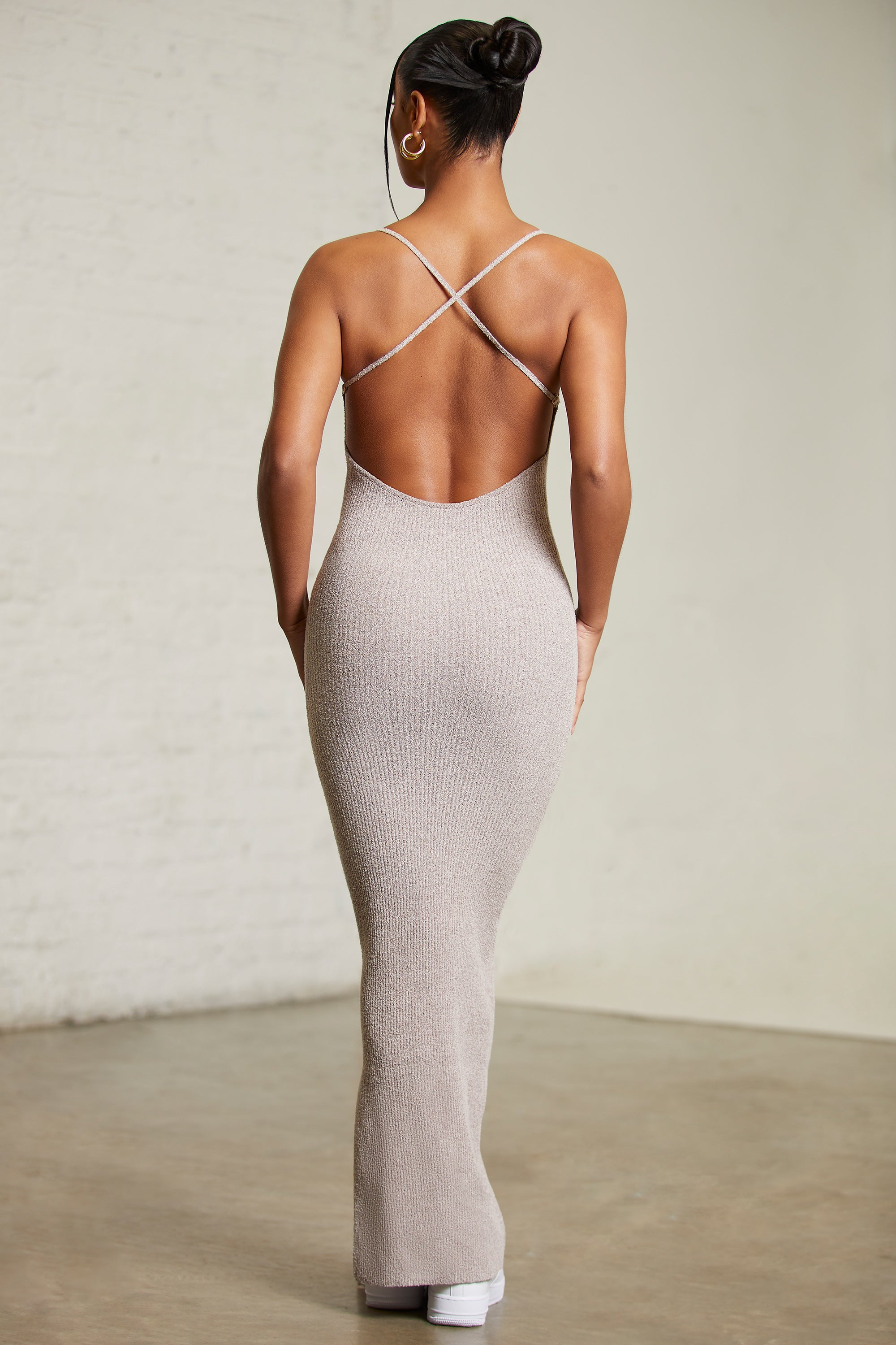 Stassie Low Back Maxi Dress in Mocha Oh Polly