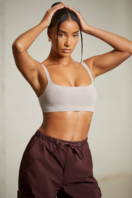 Curved Neck Crop Top in Mocha
