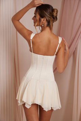 Lace Up Corset Mini Dress in Ivory