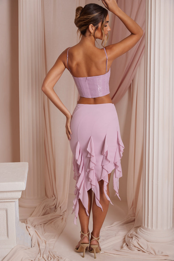 Romilly Cowl Neck Pleated Midaxi Dress in Dusty Pink