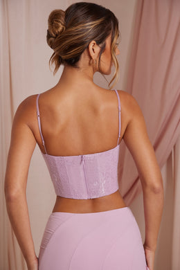 Lace Corset Crop Top in Dusty Pink