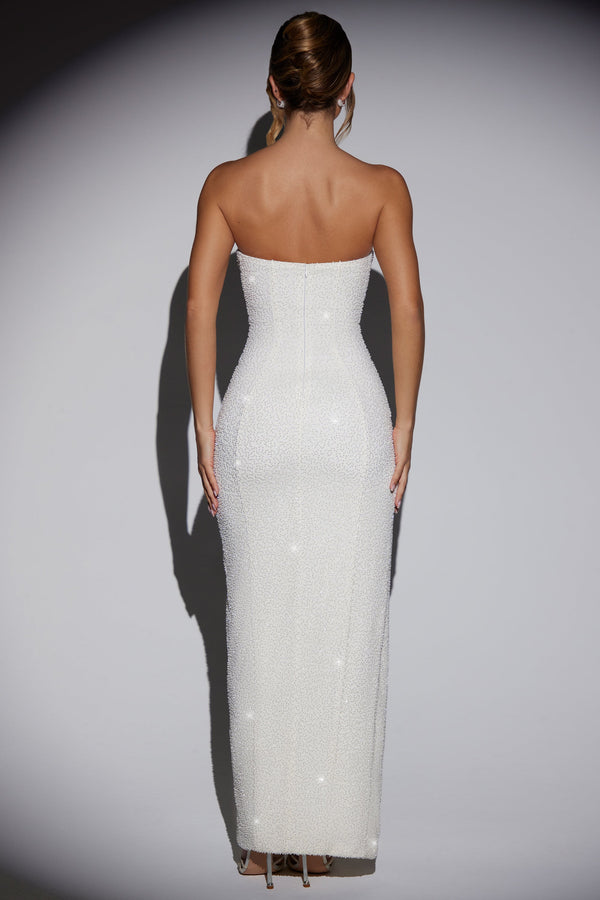 Embellished Bandeau Cowl Neck Maxi Dress in Ivory - 2