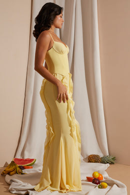 Corset Frill Skirt Maxi Dress in Yellow