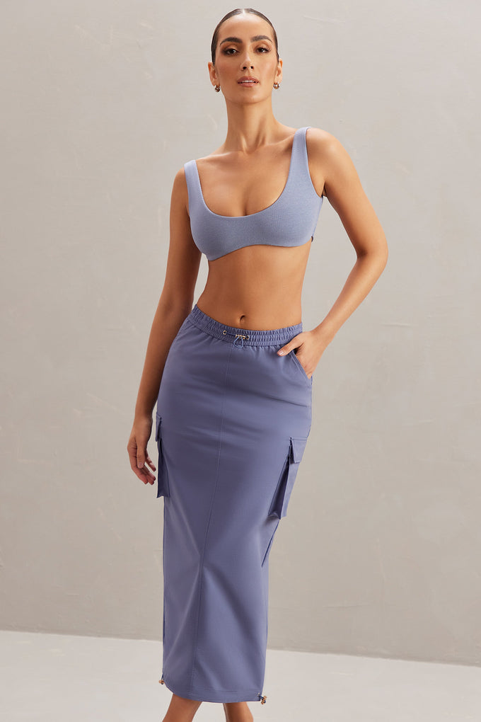 Cargo Maxi Skirt in Dusty Blue