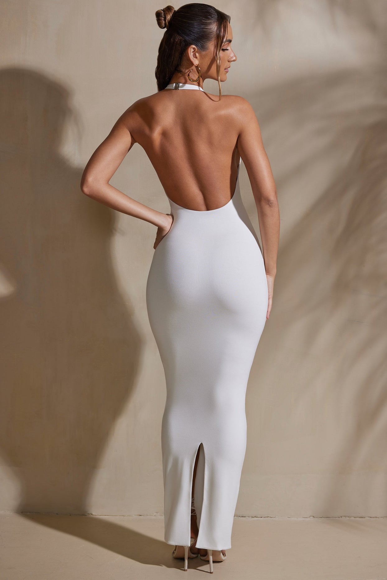 Tandi Halter Neck Low Back Maxi Dress in White