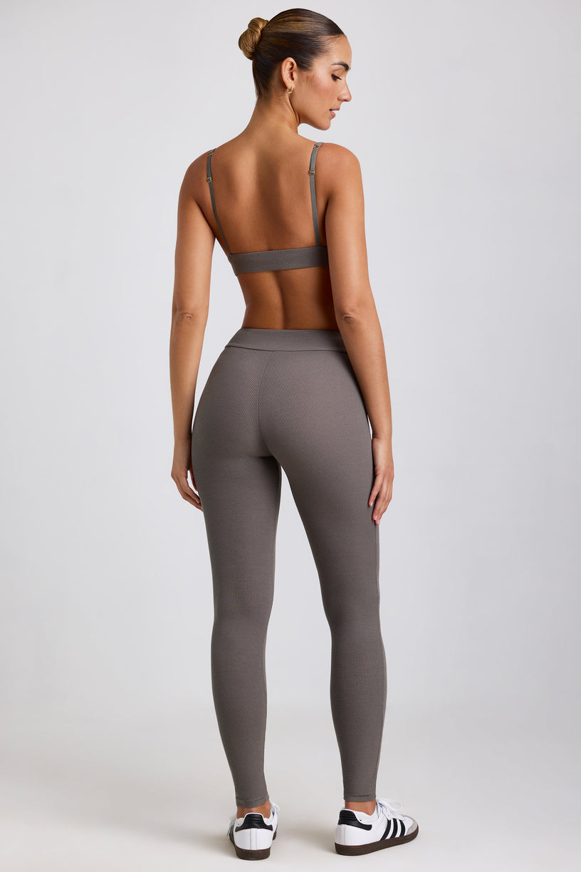 Ribbed Modal High Waist Leggings in Grey - 2