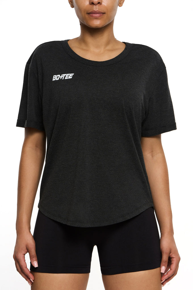 Front view of rest day oversized t shirt in black