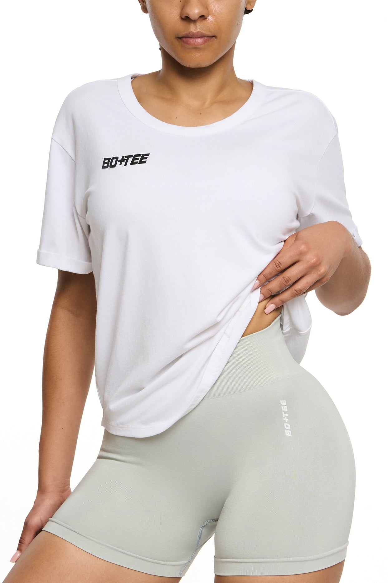 Front view of rest day oversized t shirt in white
