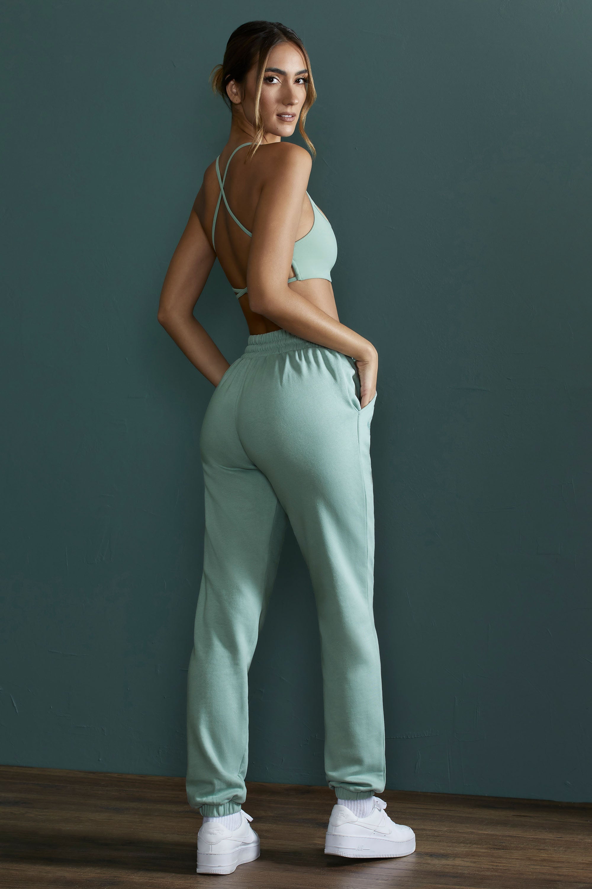 Healthy Jogger Bottoms in Sage Oh Polly