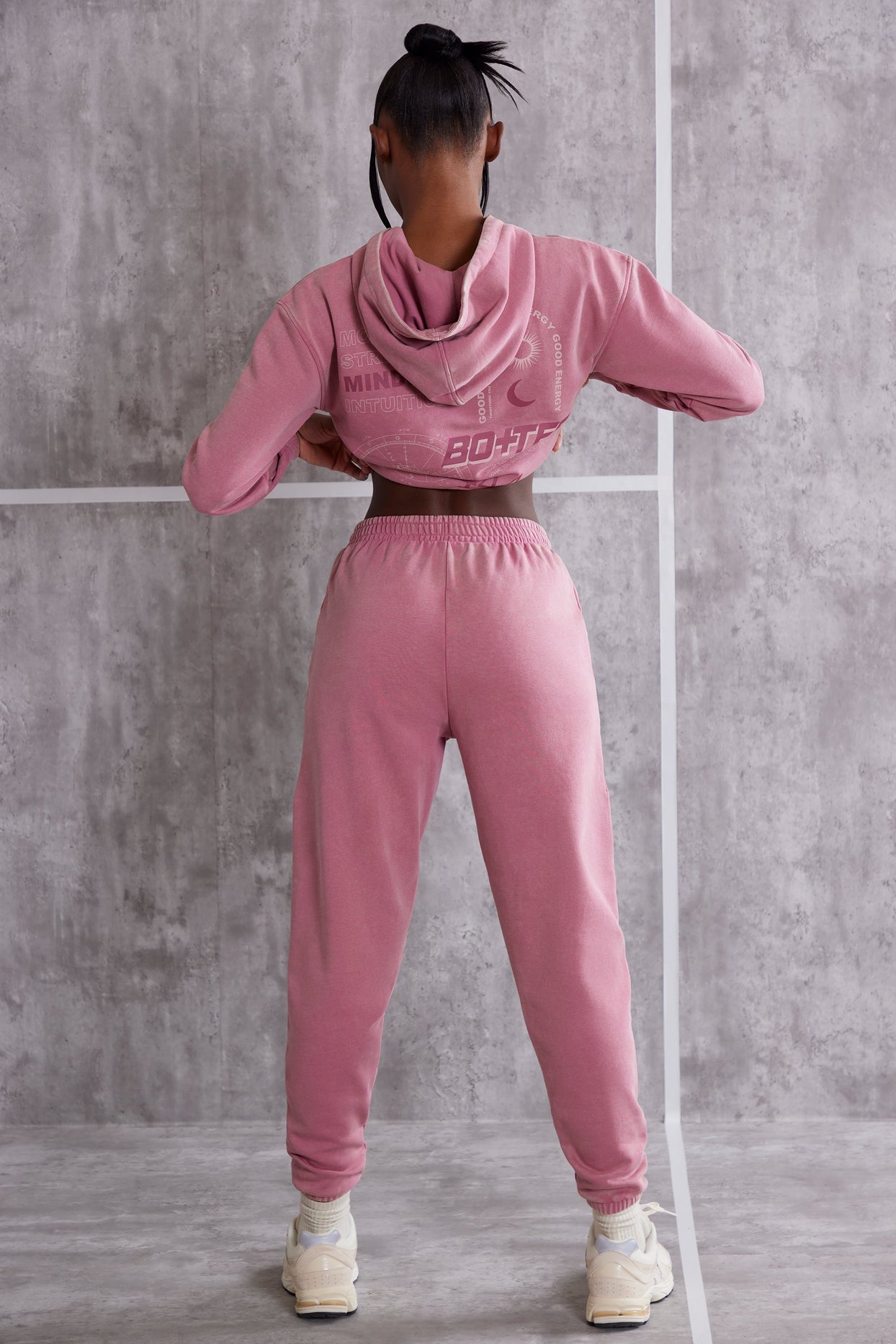 High Waist Cuffed Joggers in Rose