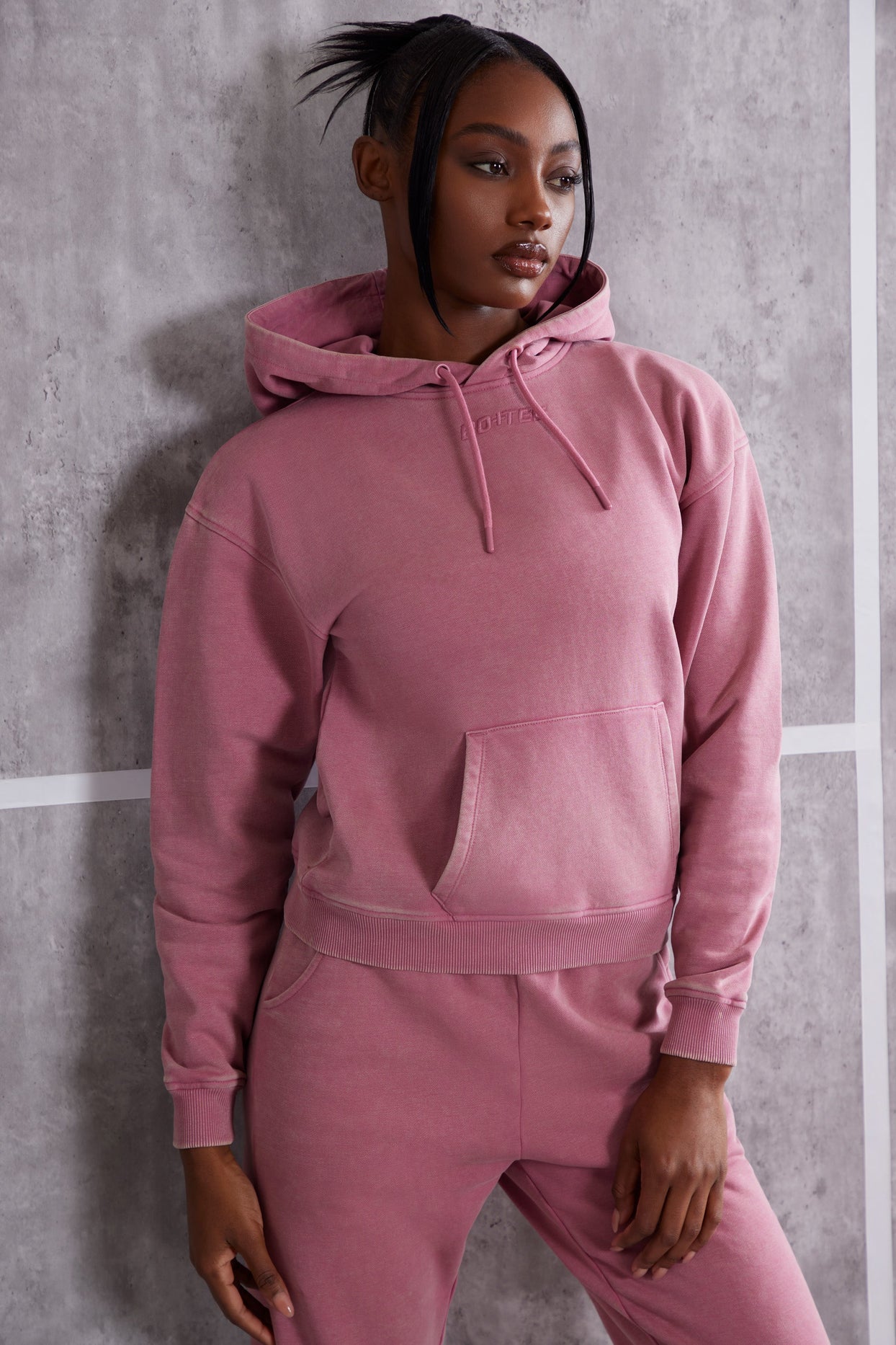 Bo+Tee Off Duty Cropped Hoodie in Light Pink Size: - Depop