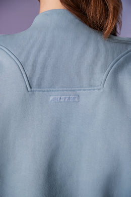 Oversized Half Zip Sweatshirt in Denim Blue