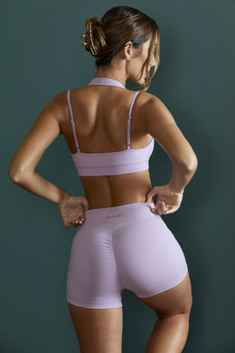 Wrap Over Mini Shorts with Pockets in Lilac