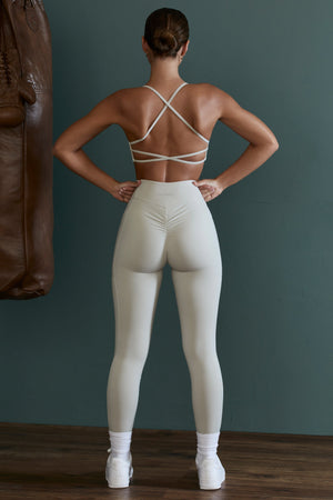 Lightweight Seamless Wrap-Over High-Waist Leggings in Grey