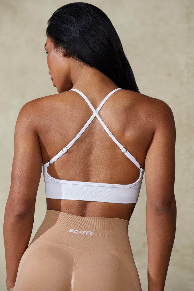 Low Back Define Luxe Sports Bra in White