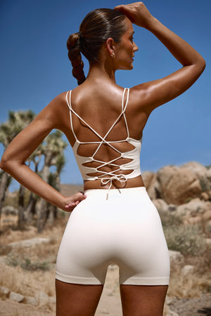 High Waist FlexiRib Mini Shorts in Ivory