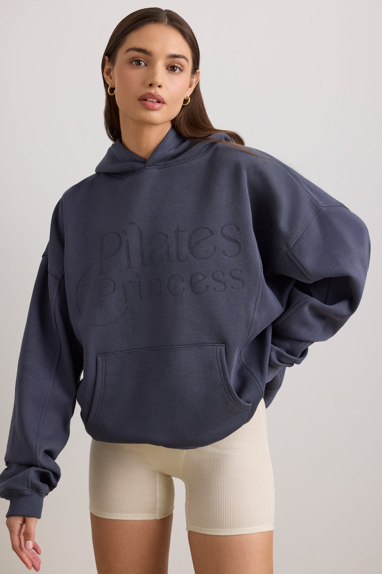 Pilates Princess Oversized Hooded Sweatshirt in Slate | Oh Polly