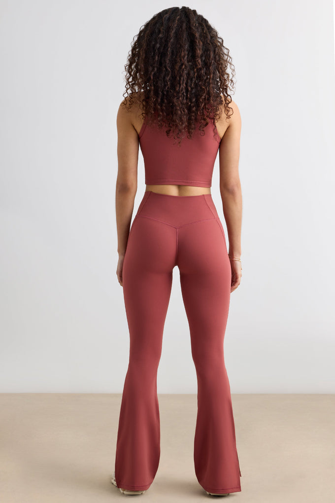 Soft Active Flared Trousers in Rust