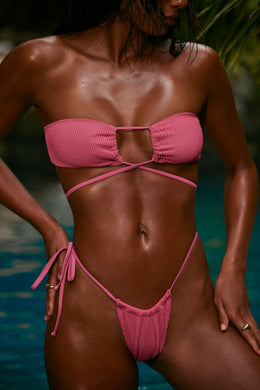 Multi-wear Drawstring Bikini Top in Bubblegum Pink
