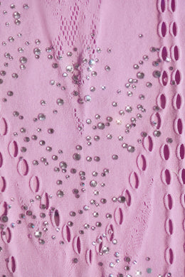 Embellished Halterneck Mini Dress in Violet Pink