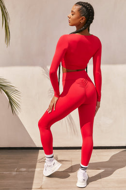 Potential Petite Slinky Full Length Leggings in Red