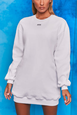 Recover Ribbed Longline Sweatshirt in White