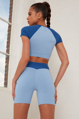 Contrast Waist Cycle Shorts in Blue