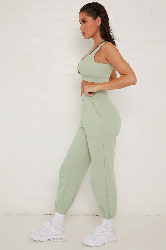 Rested Tall Oversized Ribbed Joggers in Green