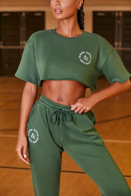 Cropped Oversized T-Shirt in Green