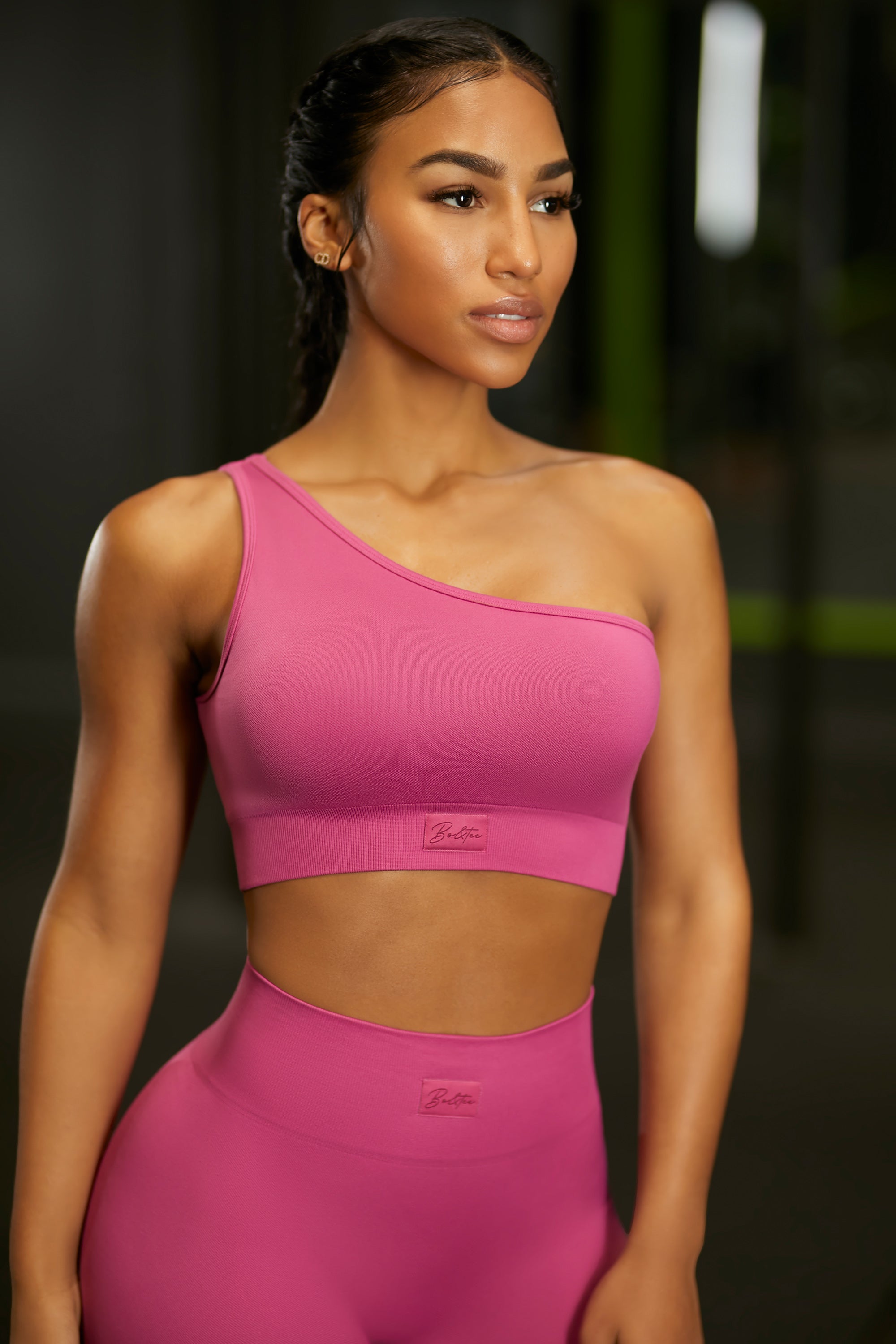 Asymmetric Crop Top in Dark Pink